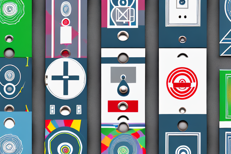 A Variety Of Colorful Door Hangers With Different Symbols Like A Crossed-Out Doorbell