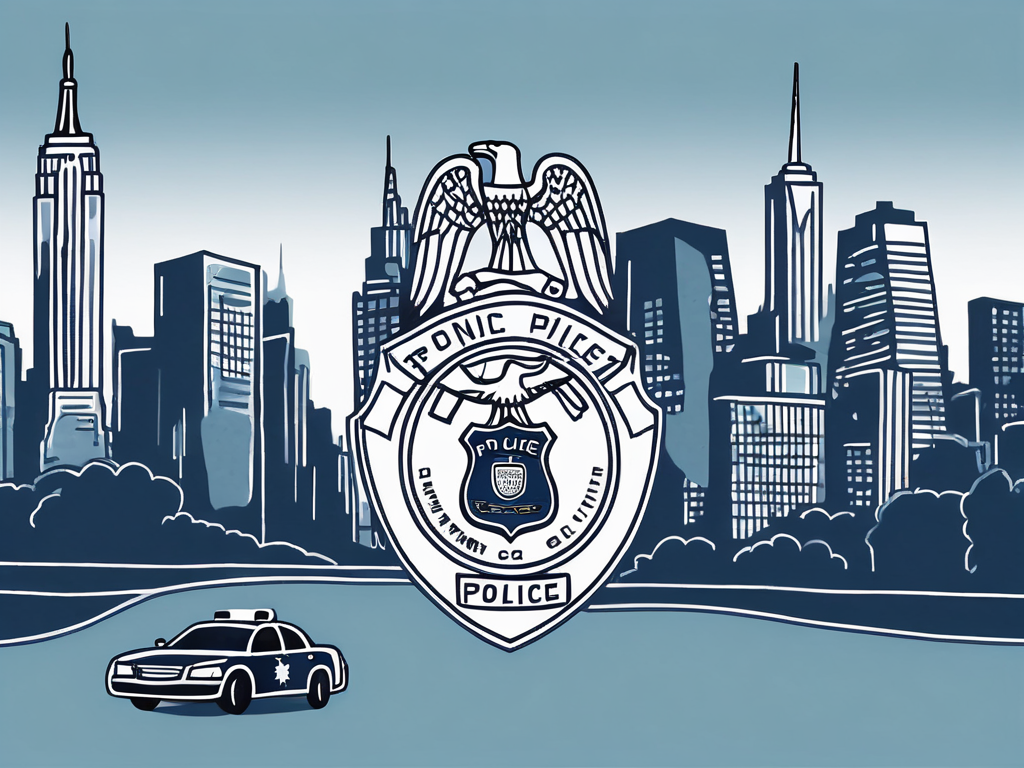 A New York City Skyline With A Symbolic Representation Of A Phone And A Police Badge To Signify Reporting Solicitation