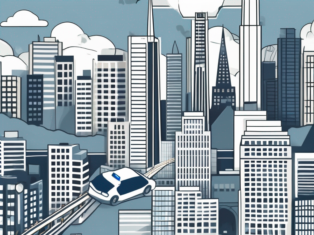 A San Francisco Cityscape With A Symbolic Representation Of A Phone And A Police Badge To Signify Reporting